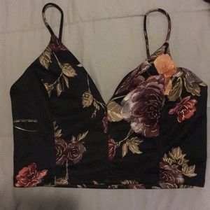 Cropped floral tank